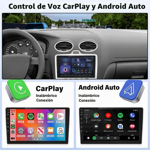 Vista 2 de Kunfine Universal 8-Core 4G+128G 10 pulgadas Android doble DIN coche estéreo inalámbrico CarPlay/Android Auto IPS 10 "pantalla táctil Tablet Auto