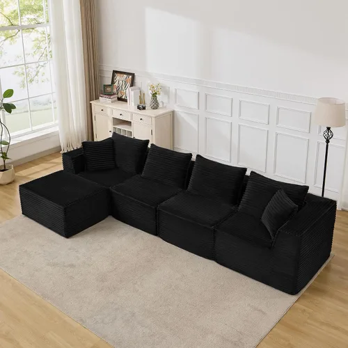 Vista 15 de Sofá modular modular de 107 pulgadas, moderno sofá seccional Cloud con asiento profundo, sofá deshuesado en forma de L con diván para sala de estar