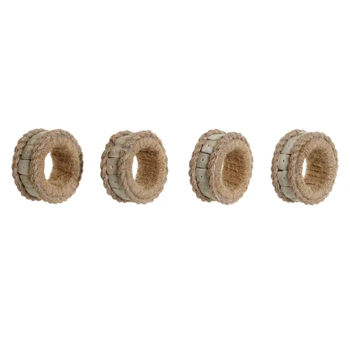 Vista 2 de Anillo servilletero DKD Home Decor Natural Yute Resina Aluminio 6 x 3 x 6 cm 4 Piezas