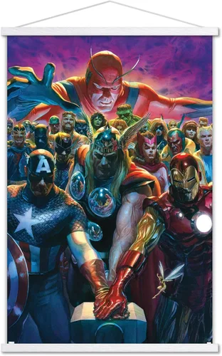 Vista 19 de Trends International - Póster de pared, diseño de los Vengadores de Marvel Comics #10, 14.725" x 22.375", versión enmarcada de Barnwood Versión