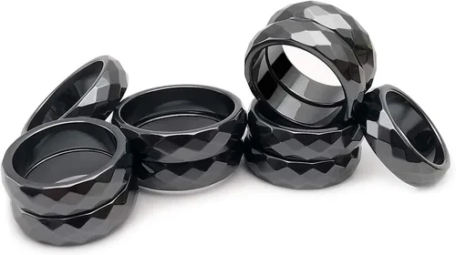 Vista 48 de Morchic - Anillos unisex de piedras de hematita, para equilibrar ansiedad, chakra raíz, (paquete de tamaños mixtos)