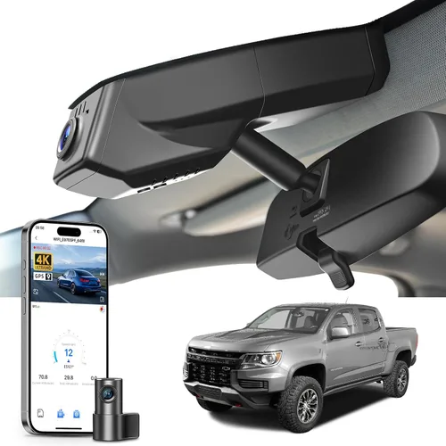Vista 9 de Mangoal Cámara de tablero 4K para GMC Canyon 2015-2022 WD Elevation AT4 Denali (modelo A), aspecto OEM integrado, video UHD 2160P, WiFi integrado