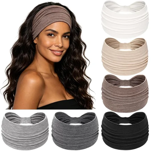 Vista 28 de Awumbuk Diademas anchas para mujeres anudadas antideslizantes bandas para la cabeza suaves diadema turbante accesorios para el cabello boho africano