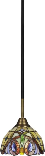 Vista 251 de Toltec Lighting Paramount - Mini colgante de 1 luz en acabado negro mate con cristal de arte perla de 7 pulgadas y estilo negro