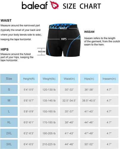 Vista 7 de BALEAF Men's 3D Padded Bike Shorts Cycling Underwear MTB Liner