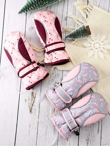 Vista 7 de SATINIOR 2 pares de guantes impermeables para niñas y niños, guantes de nieve cálidos para niños