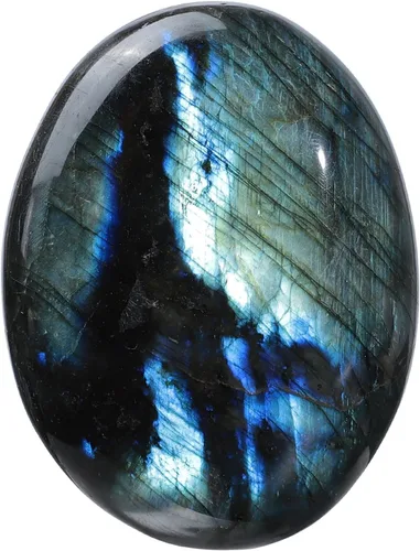 Vista 10 de Rockcloud Piedra de palma irregular natural pulida para el pulgar para ansiedad, equilibrio de chakras Azul