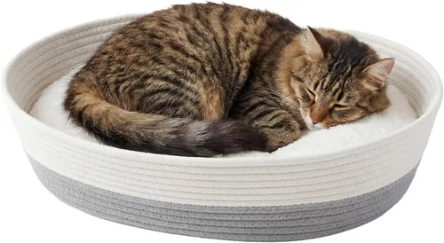 Vista 8 de Kitty City Cama redonda de fieltro, cama cálida y acogedora para gatos, gris Cueva gris y marrón