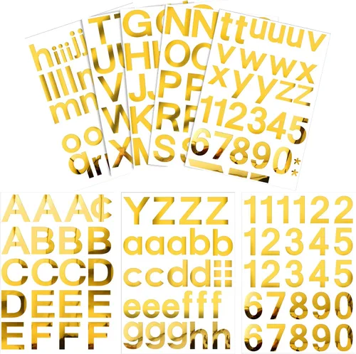 Vista 12 de Outus 8 hojas de calcomanías de letras de vinilo, autoadhesivas, números para buzón, letras del alfabeto, para medias de Navidad, álbumes de Negro