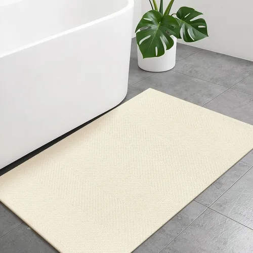 Vista 150 de LEEVAN Alfombra lavable para baño, alfombra tejida negra de 2 x 3 pies para entrada, alfombra de puerta delantera de algodón, alfombras pequeñas