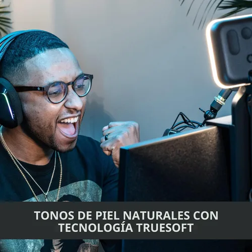 Vista 2 de Logitech para Creadores Litra Glow Luz LED Premium para Transmisión en Vivo con TrueSoft, montaje ajustable, iluminación de video para grabar
