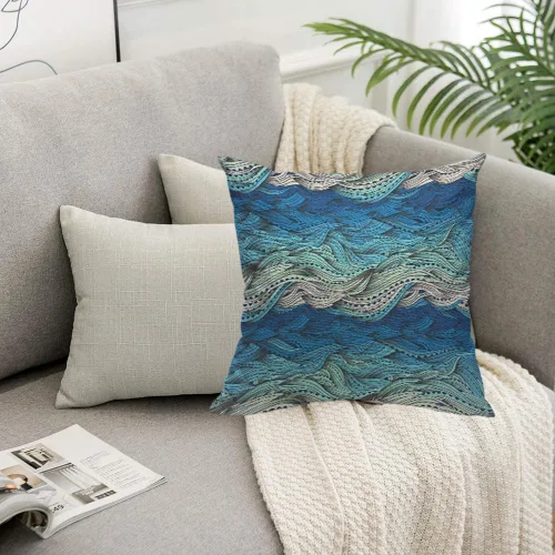 Vista 5 de TKS MITLAN Fundas de almohada abstractas con ondas 18 x 18 pulgadas, fundas de almohada decorativas con gradiente azul de agua de mar, ondas