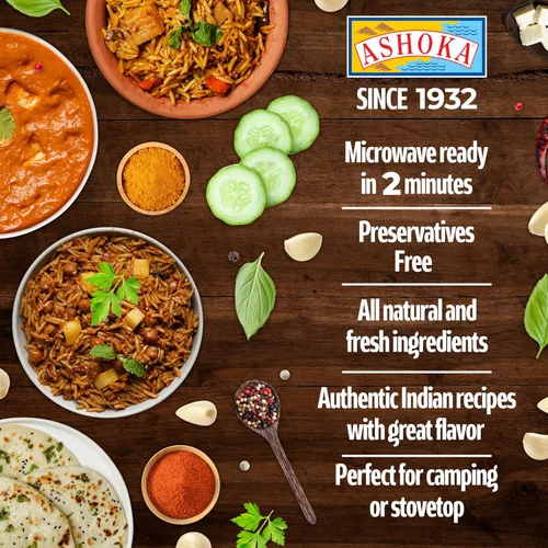 Vista 2 de Ashoka Comidas sin gluten, listas para microondas, veganas con granos negros y frijoles, comidas para calentar y servir, todas naturales Delhi Dal
