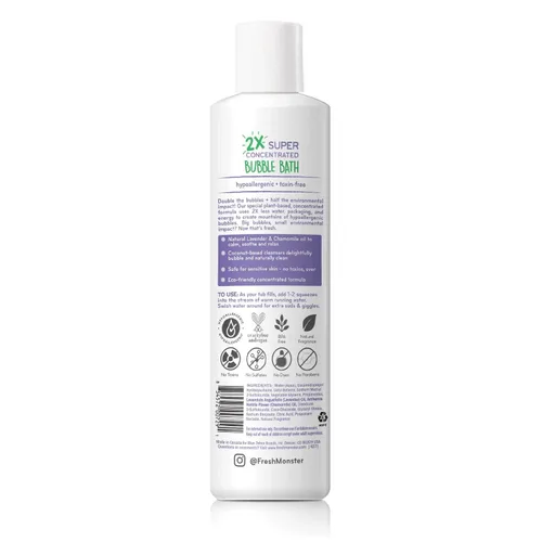 Vista 2 de Fresh Monster Baño de burbujas espumoso para niños, hipoalergénico, natural para niños y niños pequeños, súper concentrado, aroma calmante a
