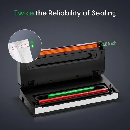 Vista 7 de FRESKO Máquina selladora al vacío con detección automática de bolsas, juego de accesorios al vacío de tarro Mason, doble sellado térmico, fácil