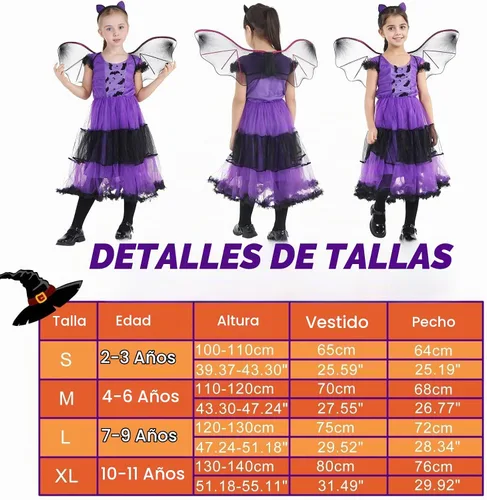 Vista 5 de Disfraz de murciélago para niñas, disfraz de vampiro para Halloween