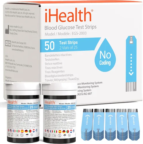 Vista 9 de iHealth Tiras de prueba de glucosa en sangre, 100 unidades, lancetas para el control de la diabetes, 100 unidades, compatibles solo con monitor