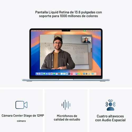 Vista 4 de Apple Laptop MacBook Air 2025 de 13 pulgadas con chip M4: diseñada para Apple Intelligence, pantalla de retina líquida de 13.6 pulgadas, memoria