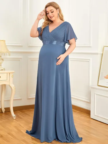 Vista 5 de Ever-Pretty Women Chiffon V Neck Plus Size Maternity Party Dresses for Baby Shower 20795