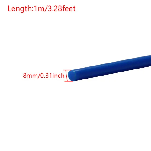 Vista 2 de Aicosineg Varilla redonda de plástico Polioximetileno Stick para la industria mecánica POM sólido duro azul 1/3 x 39-3/8 pulgadas (D x L) 3 piezas