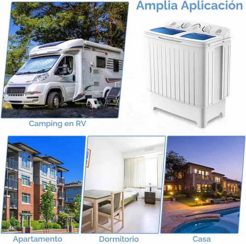 Vista 4 de LDAILY Lavadora portátil, lavadora compacta de 20 libras con bomba de drenaje y limpieza profunda, mini combo de lavado de lavandería para Blanco