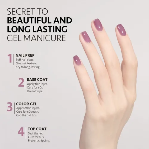 Vista 6 de GAOY Esmalte de uñas de gel color lila nude, 16ml, esmalte de gel neutro traslúcido que se quita con remojo, curado con luz UV para arte de uñas