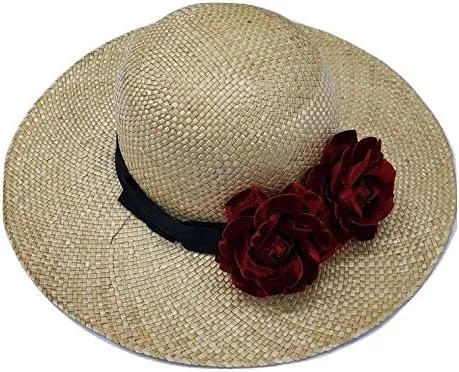 Vista 6 de Broche rosa de terciopelo rojo de 3.5 pulgadas, hecho en Estados Unidos M&S Schmalberg, Seda Cuero