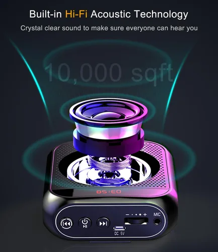 Vista 11 de Amplificador de voz con micrófono inalámbrico de solapa, micrófono personal para profesores para aula, megáfono portátil, sistema de auriculares