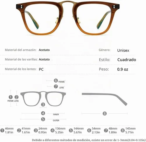 Vista 7 de HEPIDEM Marco de gafas de acetato para mujer, gafas cuadradas vintage para hombre, gafas ópticas H9214 Negro