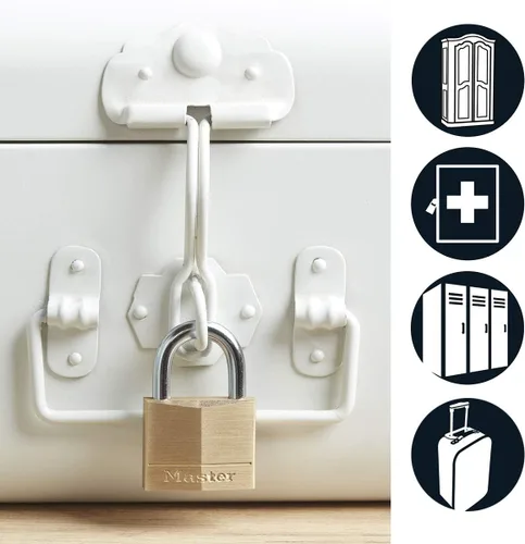 Vista 5 de Master Lock 140T Candado de latón sólido con llave, paquete de 2