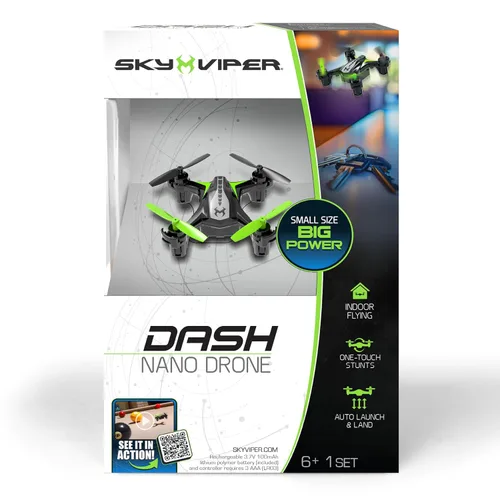 Vista 2 de Sky Viper Dash Nano Performance RC Drone, vuelo rápido y seguro en interiores, batería recargable