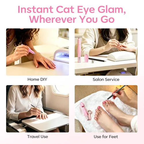 Vista 7 de modelones Juego de imanes de ojo de gato, esmalte de gel francés con corazón de ojo de gato, kit de herramientas de uñas de doble cabeza 5 en 1