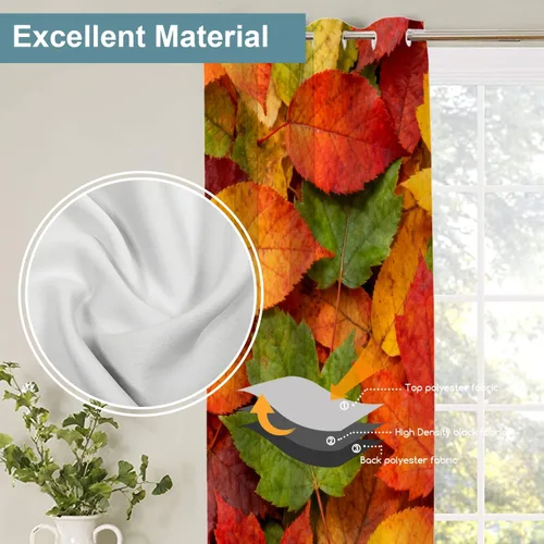 Vista 25 de Shrahala Orange Autumn Autumn Blackout Curtain Tiers, Fall Kitchen Valance Light Blocking Tier Drapes with Rod Pocket, 2 Pack 26 X 24 in