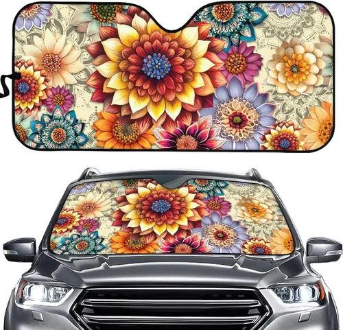 Vista 7 de Clohomin - Parasol para parabrisas de coche, bloquea los rayos UV, protector de visera, parasol para mantener tu vehículo fresco, ajuste universal