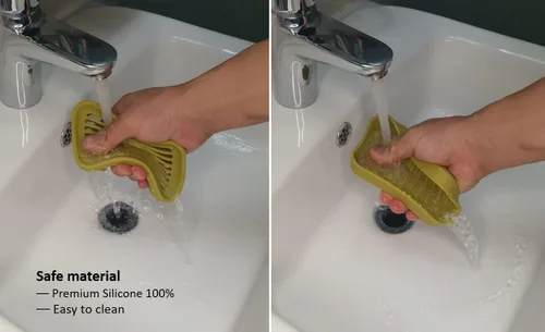 Vista 2 de Jabonera con drenaje, protector de jabón, soporte de jabón de silicona, protector de jabón para ducha, baño, cocina, baño, bañera, maquinilla de Gris