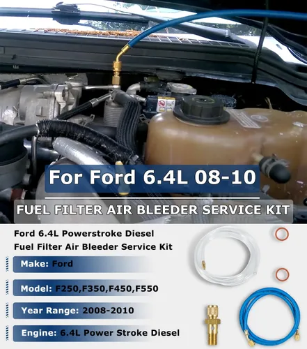 Vista 2 de Kit de Servicio de Purga de Aire con Filtro de Combustible y Manguera de Polietileno y Perno Banjo para Motores Ford 6.4L Powerstroke Diesel F250
