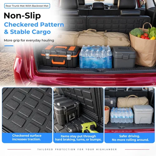 Vista 5 de Xipoo Alfombrilla de carga compatible con Toyota Highlander 2014-2019, alfombrilla de maletero para respaldo, forro de carga de repuesto