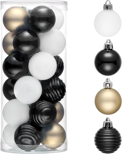 Vista 22 de Valery Madelyn Small Christmas Tree Decorations Ball Ornaments 24ct 1.57" Oro rojo