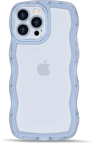 Vista 68 de Anuck Funda para iPhone 13 Pro con borde ondulado, diseño trasero transparente, agarre antideslizante, forma de marco rizado ondulado, a prueba