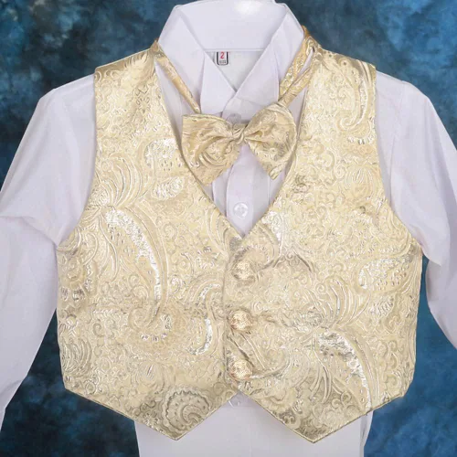 Vista 4 de Lito Angels Traje de esmoquin clásico jacquard para bebé, trajes formales traje de boda, 5 piezas, 015
