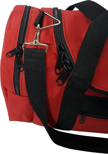 Vista 15 de Bolsa de lona triple grande con apertura en U, bolsillo frontal y dos compartimentos laterales, perfecta bolsa de cabina fabricada en Estados Unidos.
