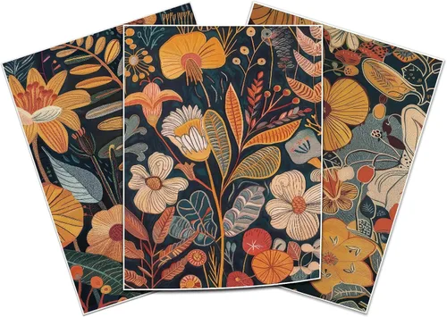 Vista 11 de TBKHUDBI Lienzo de flores bohemias para pared, impresiones florales abstractas, juego de 3 pósteres minimalistas de pintura botánica, mercado