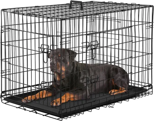 Vista 15 de PayLessHere Jaula para Perros de 46 cm para Perros Pequeños, Jaula de Metal de Puerta Única Plegable para Viajes, Interior y Exterior, con Divisores