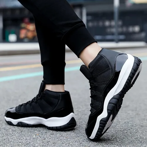 Vista 6 de MODGE Zapatos deportivos de baloncesto de caña alta para hombre, ligeros, transpirables, antideslizantes, que absorben los golpes
