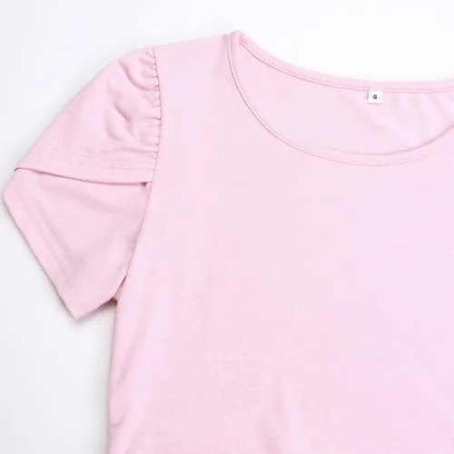 Vista 5 de DEBELLY Camiseta de maternidad con manga corta de pétalos, túnica de embarazo lateral fruncida para uso casual, camiseta básica de maternidad