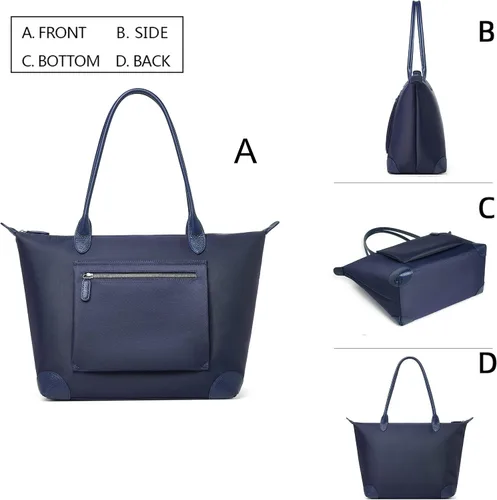 Vista 4 de DORIS&JACKY Bolso de mano para mujer, grande, ligero, de cuero, de nailon, para el trabajo, bolso de hombro y bolso de viaje plegable