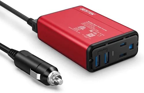 Vista 8 de BESTEK Inversor de corriente 150W DC 12V a 110V Convertidor de CA 4.2A Dual USB Adaptador de enchufe de coche Convertidor de salida (azul)