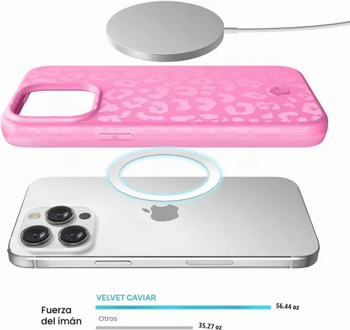 Vista 3 de VELVET CAVIAR Funda para iPhone 15 Pro, compatible con MagSafe, probada contra caídas de 10 pies, fundas protectoras de diseño, leopardo color rosa
