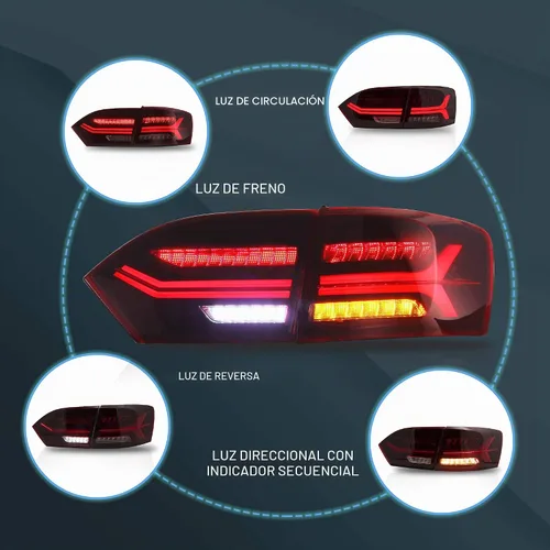 Vista 3 de VLAND Luces traseras aptas para Jetta 6ª generación 2011-2014, Plug-and-play, rojo y blanco