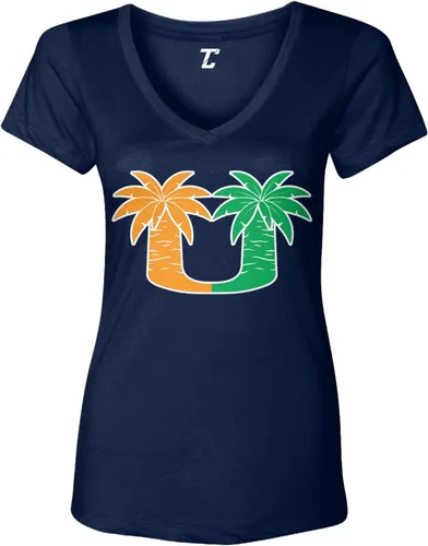 Vista 9 de Palm Trees - College Sports Miami - Camiseta con cuello en V para mujer Negro